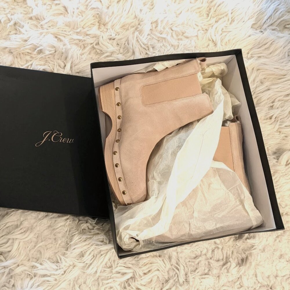 J. Crew Beige Ankle Booties with Studs